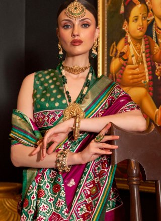 Magenta Patola Print Work Silk Classic Saree