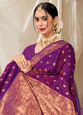Magenta Silk Contemporary Sari