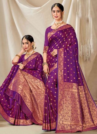 Magenta Silk Contemporary Sari