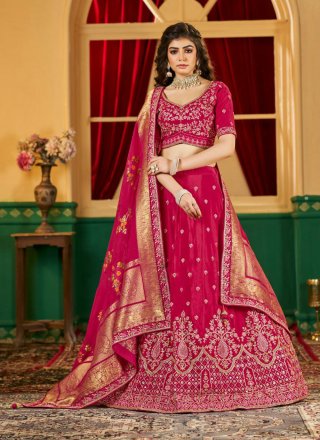 Buy Fabulous Pink Embroidered Organza Wedding Wear Lehenga Choli - Zeel  Clothing