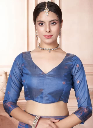 Majestic Cream and Purple Kanjivaram Silk Classic Saree