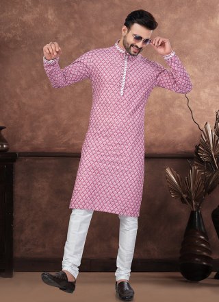 Maroon and Off White Rayon Embroidered Work Kurta Mens Wear for Casual