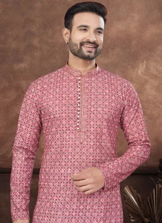 Maroon and Red Rayon Digital Print and Embroidered Work Kurta Pyjama