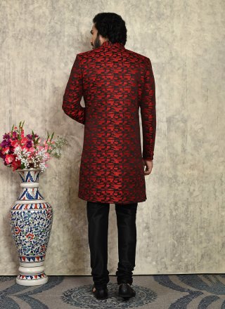 Maroon Buttons, Fancy and Woven Work Art Silk Indo Western