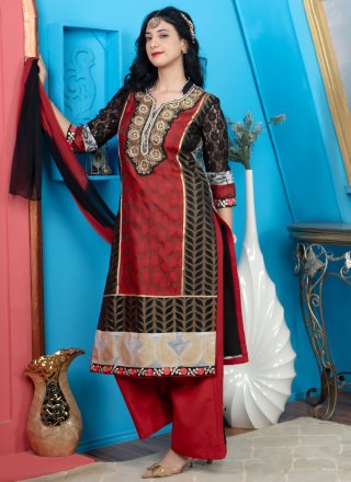 Maroon Chanderi Silk Fancy and Stone Work Readymade Salwar Suit