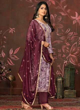 Maroon Cotton Salwar Suit with Hand and Woven Work for Women