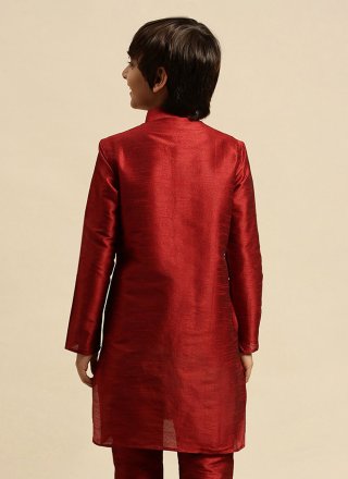 Maroon Embroidered Work Dupion Silk Kurta Pyjama