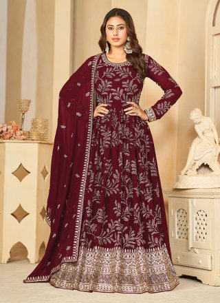 Buy online Maroon Anarkali Semi-stitched Suit Set from Suits & Dress  material for Women by Fashionuma for ₹1719 at 65% off | 2024 Limeroad.com