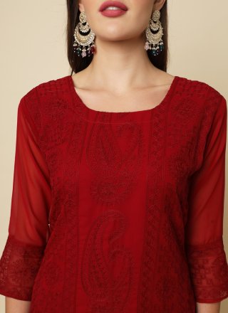 Maroon Georgette Party Wear Kurti