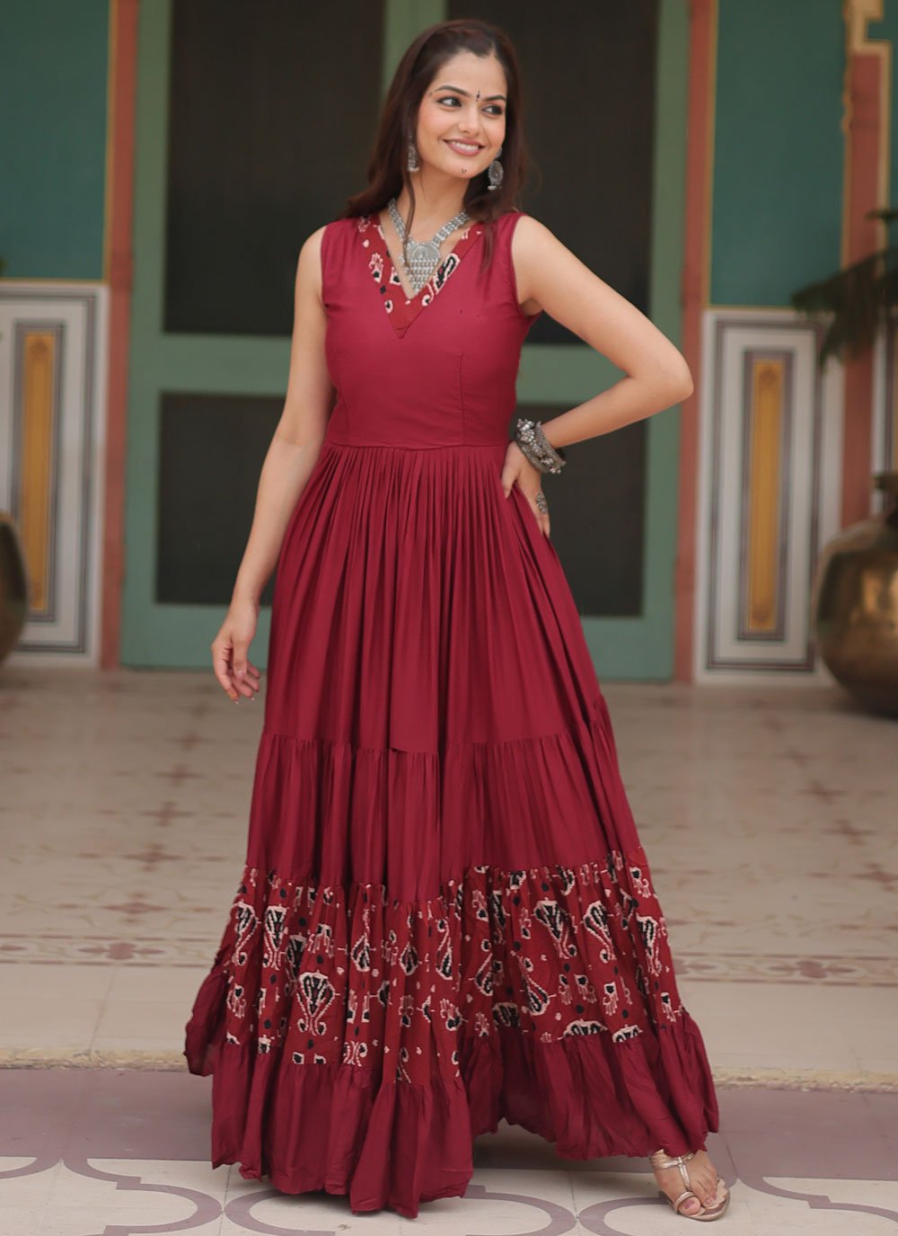 Maroon Engagement Gown and Maroon Engagement Designer Gown Online Shopping