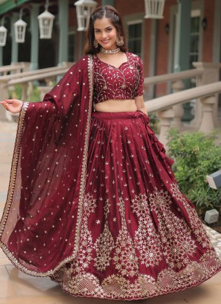 Maroon Rangoli Lehenga Choli