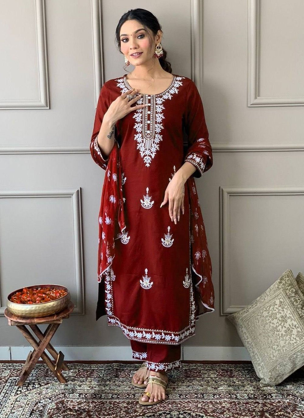 Maroon colour hotsell punjabi suits