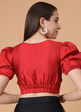 Maroon Satin Silk Plain Work Designer Blouse for Ceremonial