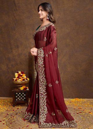 Maroon Silk Classic Saree
