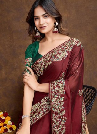 Maroon Silk Classic Saree