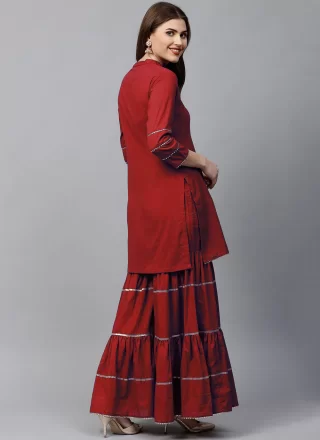 Maroon Velvet Designer Kurti
