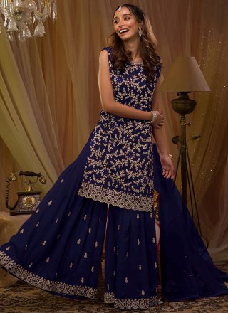 Marvelous Blue Georgette Salwar Suit