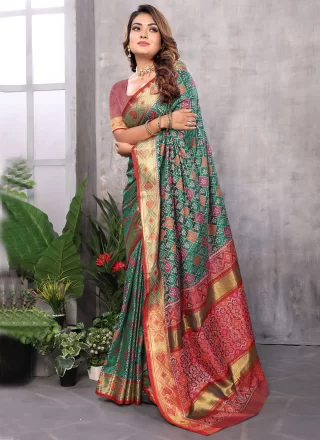 Marvelous Green Patola Silk Trendy Saree