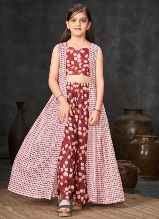 Maslin Cotton Readymade Salwar Suit In Rust