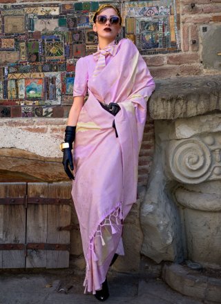 Mauve Katan Silk Weaving Work Trendy Saree