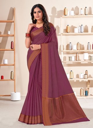 Mauve Silk Classic Saree with Woven Work for Women