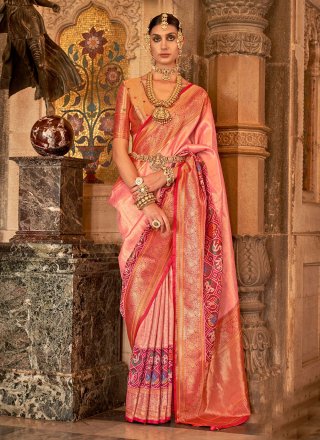 Meenakari and Weaving Work Banarasi Silk Trendy Saree In Pink