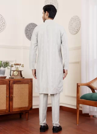 Men Green Silk Designer with Embroidered Work