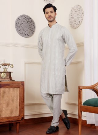 Men Green Silk Designer with Embroidered Work