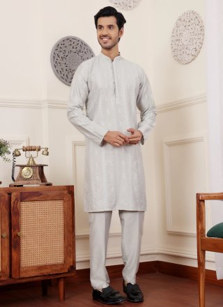 Men Green Silk Designer with Embroidered Work
