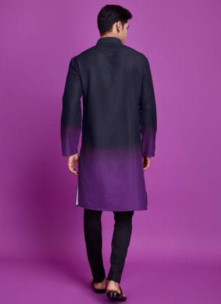 Men Lavender and Blue Rayon Kurta Mens Wear with Mirror and Thread Work