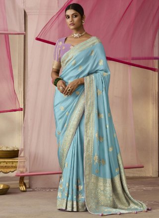 Mod Aqua Blue Viscose Classic Saree