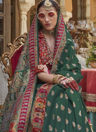 Mod Green Silk Designer Saree