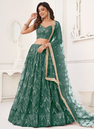 Modest Green Net Lehenga Choli