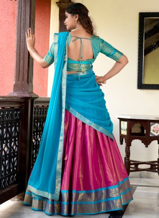 Modish Magenta and Rani Kanchipuram Silk Lehenga Choli