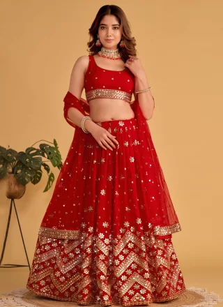 Buy Stylish Net Red Lehenga Choli With Dupatta Set For Girls Online In  India At Discounted Prices