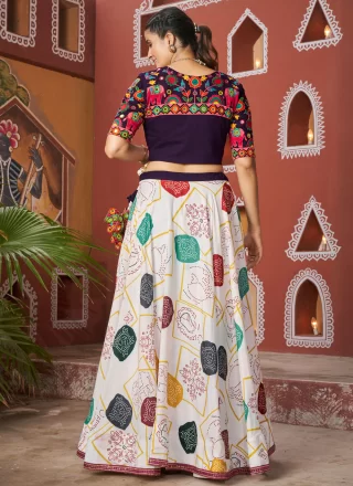 Monumental White Poly Silk Readymade Lehenga Choli