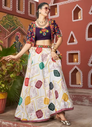 Monumental White Poly Silk Readymade Lehenga Choli