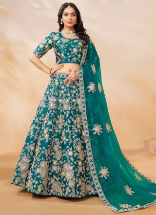 Morpeach Art Silk Embroidered and Sequins Work Lehenga Choli for Ceremonial