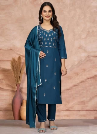 Morpeach Blended Cotton Salwar Suit with Embroidered Work for Casual