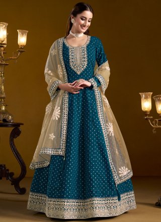 Morpeach Chanderi Embroidered Work Salwar Suit for Women
