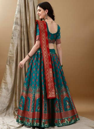 Morpeach Jacquard Silk Jacquard Work Lehenga Choli for Women