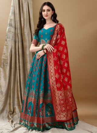Morpeach Jacquard Silk Jacquard Work Lehenga Choli for Women