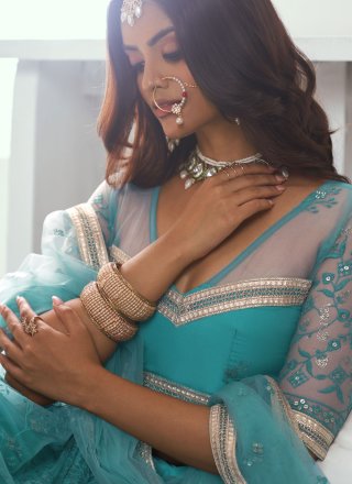Morpeach Net Embroidered, Sequins and Thread Work Lehenga Choli