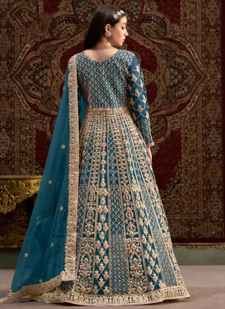 Morpeach Net Embroidered, Sequins and Zari Work  Designer Gown for Engagement