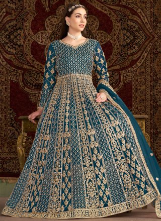 Morpeach Net Embroidered, Sequins and Zari Work  Designer Gown for Engagement
