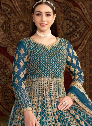 Morpeach Net Embroidered, Sequins and Zari Work  Designer Gown for Engagement