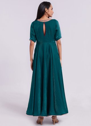 Morpeach Organza Gown with Lace Work