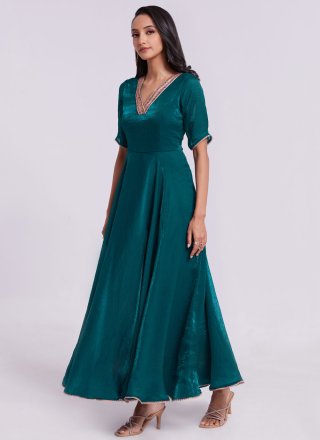 Morpeach Organza Gown with Lace Work