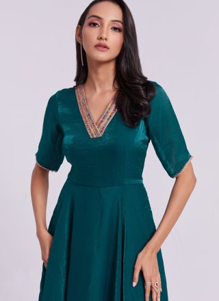 Morpeach Organza Gown with Lace Work