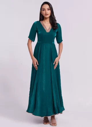 Morpeach Organza Gown with Lace Work